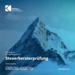 Titelbild der Kurspläne 2025/2026 zur Vorbereitung auf die Steuerberaterprüfung – mit einem Bergmotiv als Symbol für Herausforderung, Ausdauer und Zielstrebigkeit auf dem Weg zur Prüfung.