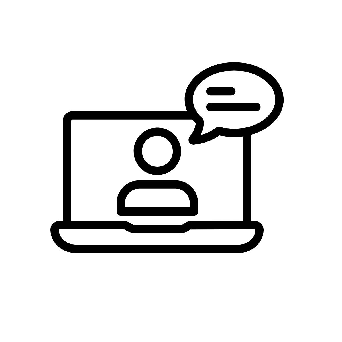 Symbol in schwarz für Online Webinar