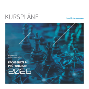 Titelbild der Kurspläne zur Weiterbildung Fachberater*in Internationales Steuerrecht 2026.